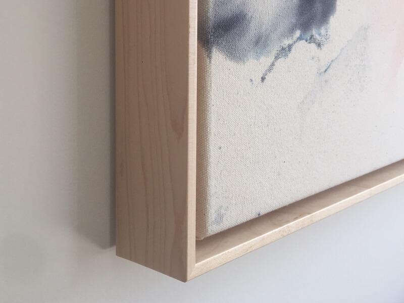 simply framed canvas float natural frame corner with art by karina bania