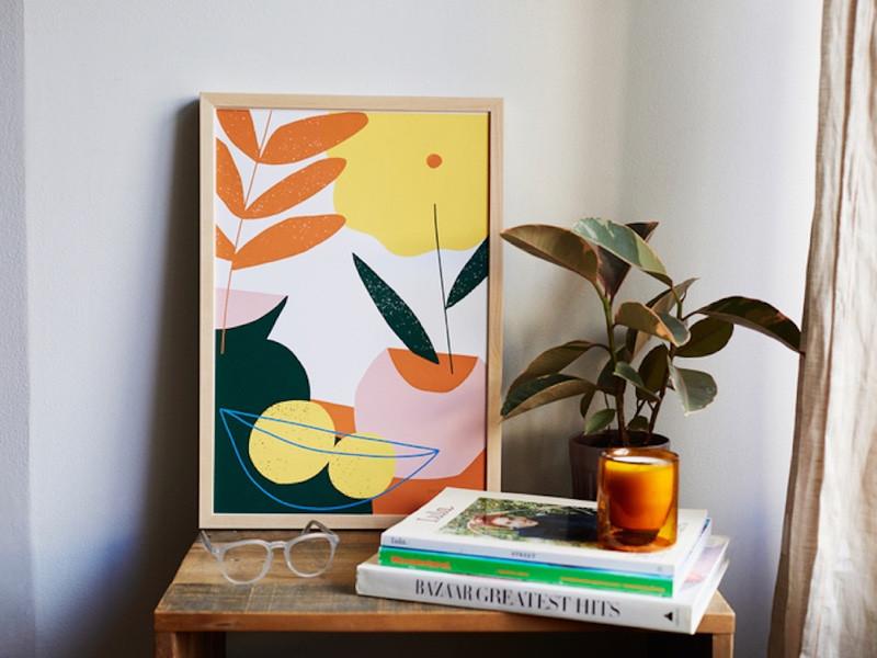 Simply Framed Natural Wood Gallery Frame featuring artwork by Tactile Matter in a home interior