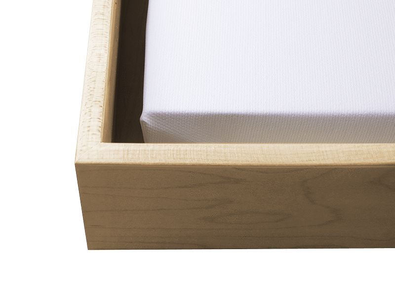 simply framed canvas float natural frame corner