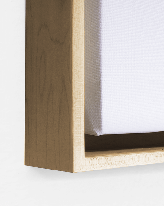 simply framed canvas float natural frame corner