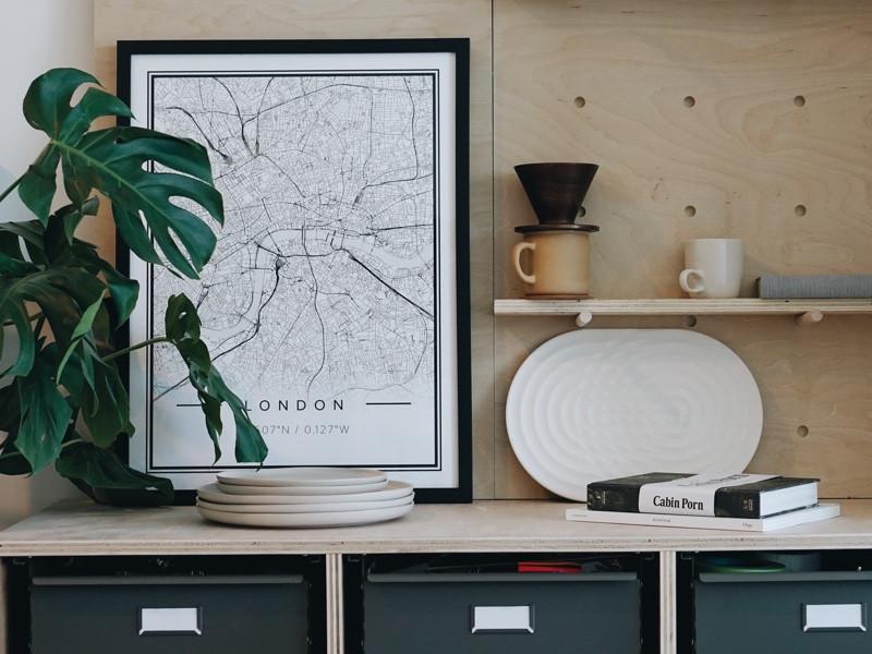 Simply Framed Black Gallery Frame featuring artwork by Jude Fulton in a home interior