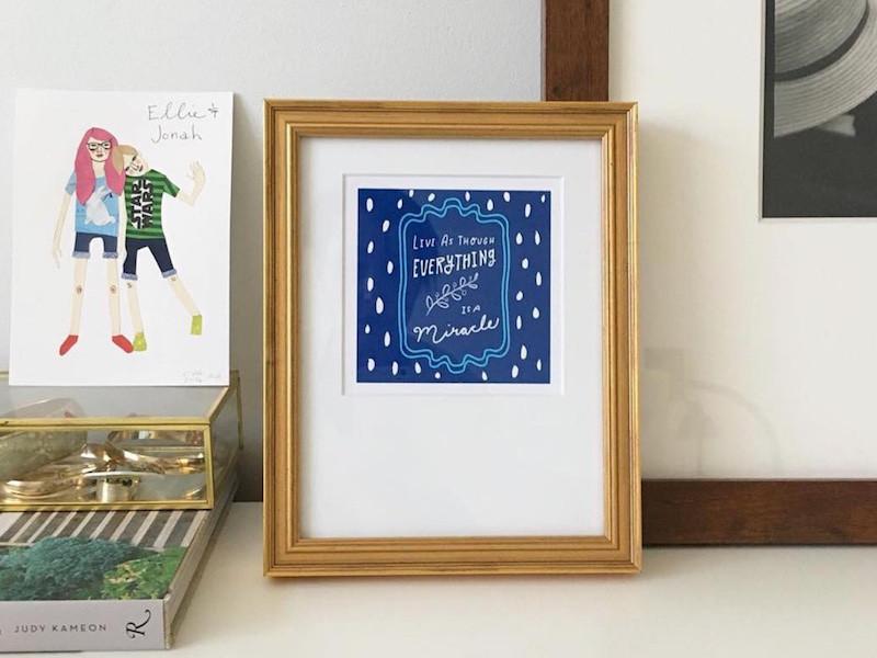 Simply Framed Certificate Frame Antique Gold featuring artwork by Jen Cooper in an interior
