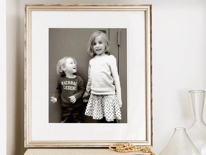 Simply Framed Certificate Frame Antique Silver featuring a family photograph in an interior