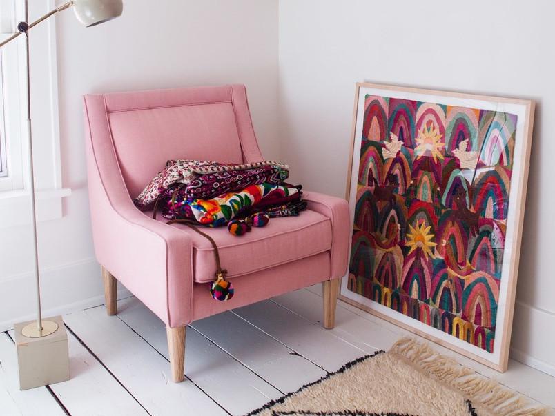 Simply Framed Natural Wood Gallery Frame featuring a vintage textile in a home interior
